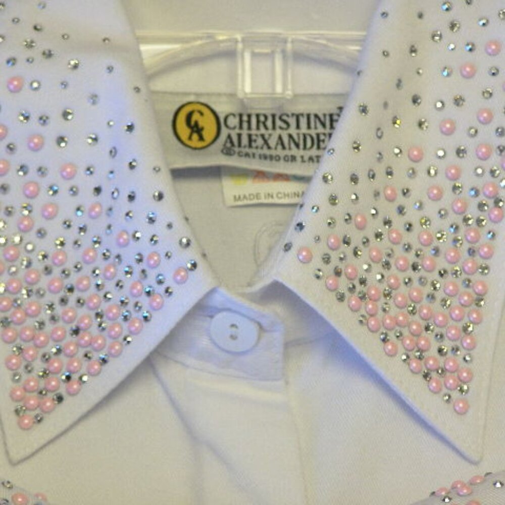 Christine Alexander Swarovski Crystal Embellished White Denim Jacket XL